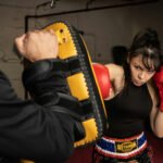 A woman practicing punching